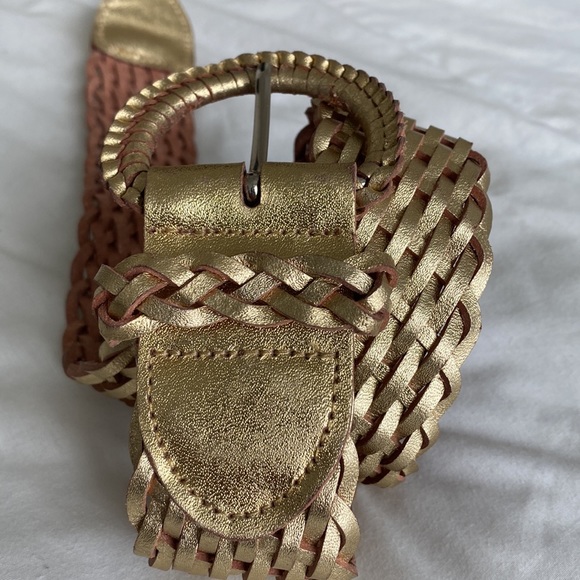 Belt Gold Bonded Leather Size S/M - Picture 3 of 7